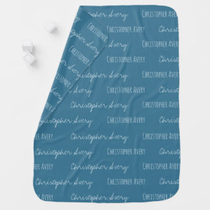 Baby Boy name repeated Personalized Blue Blanket