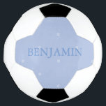 Baby Boy Naming Ceremony Hebrew Jewish Gift Soccer Ball<br><div class="desc">A boy Hebrew  Ceremony gift for a Naming Day.  The template has  a blue theme.
The design template is  with a blue colored text on a blue background with a pattern of the Star of David.</div>