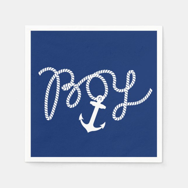Baby Boy Nautical Anchor Baby Shower Paper Napkins (Front)