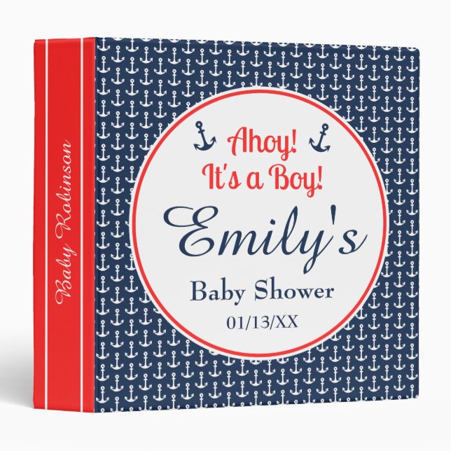 Baby Boy Nautical Baby Shower Binder (Front/Spine)