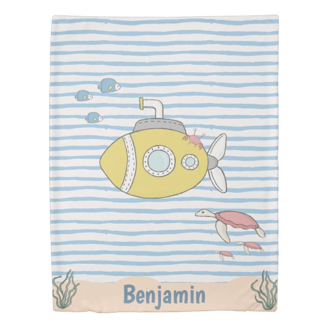 Baby Boy Nautical Submarine Sea Creature Nursery Duvet Cover (Front)