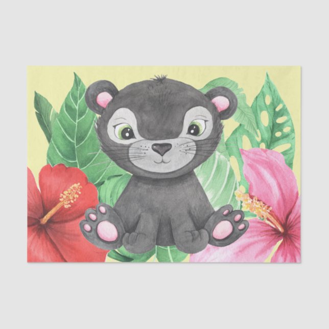 Baby Boy Neutral Nursery Panther  Decoupage Tissue Paper (Front)