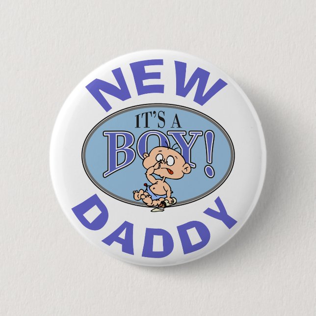 Baby Boy New Daddy Pinback Button (Front)