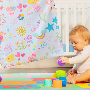 Baby Boy Newborn Cute Pattern Doodle Blanket