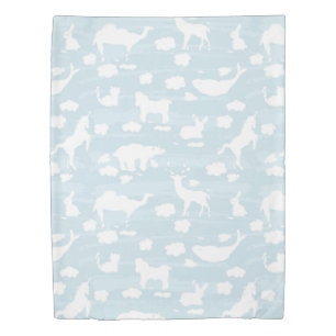 Baby Boy Nursery Blue Cloud Animals Duvet Cover