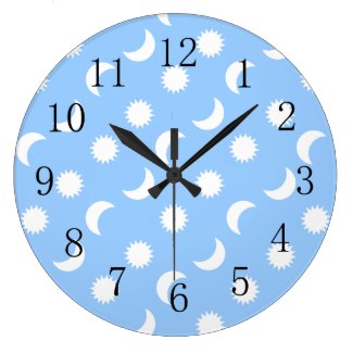 Baby Boy Nursery Lowpriced Sun Moon Blue Large Clock