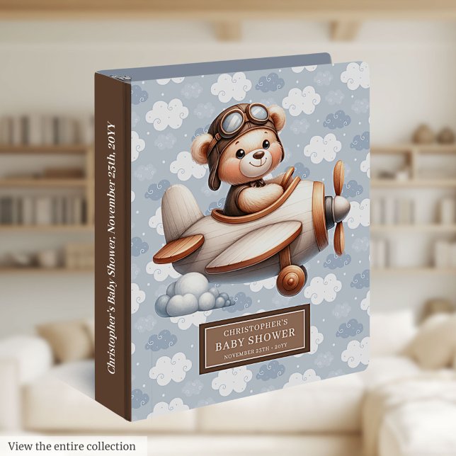 Baby Boy Nursery Teddy Bear Pilot Keepsake Binder (Baby Boy Nursery Teddy Bear Pilot Keepsake Binder)