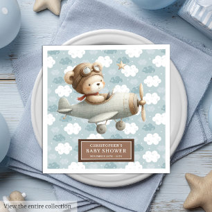Baby Boy Nursery Themed Teddy Bear Pilot Napkins