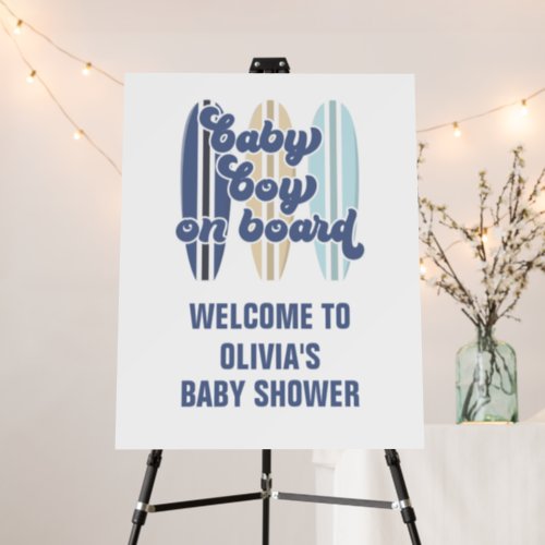 Baby Boy on Board Surfboard Beach Baby Shower