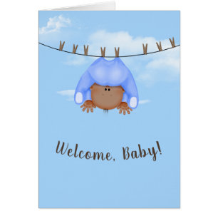 Baby Boy On Clothesline Cards