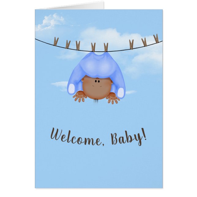 Baby Boy On Clothesline Cards (Front)