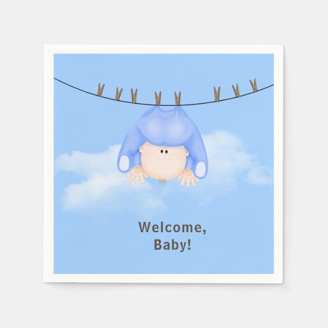 Baby Boy on Clothesline Napkins (Front)