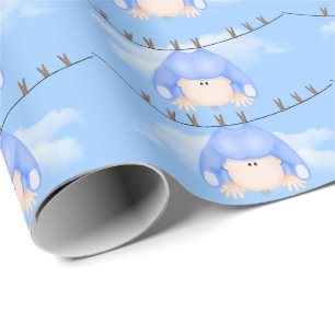 Baby Boy on Clothesline Wrapping Paper