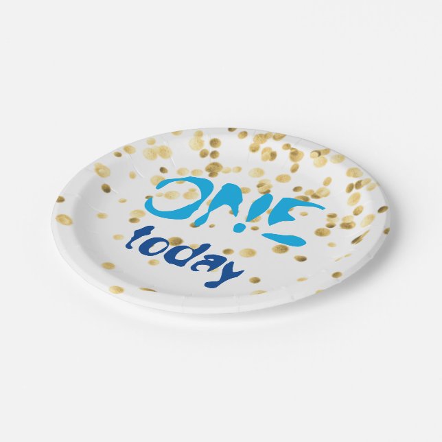 Baby Boy ONE today -  Paper Plates (Angled)