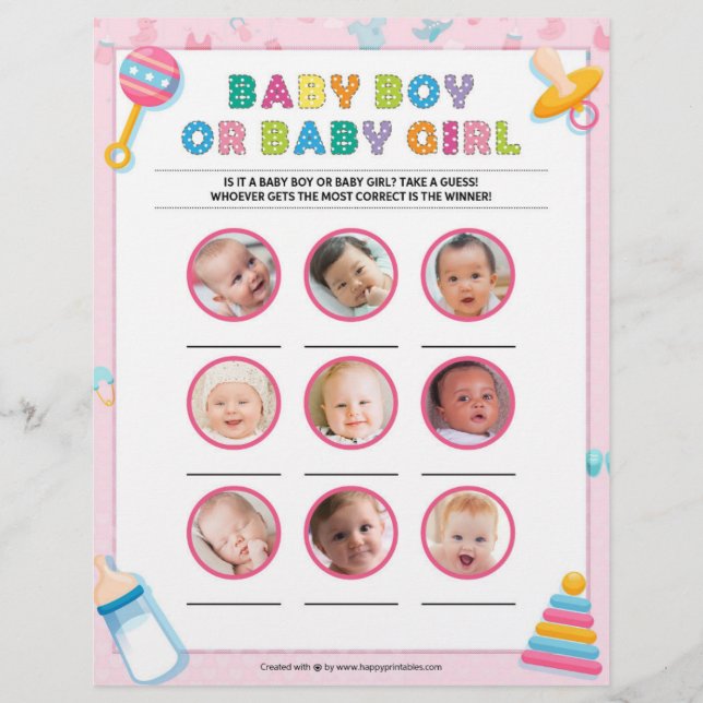 Baby Boy Or Baby Girl [Baby Basics Pink] Letterhead (Front)