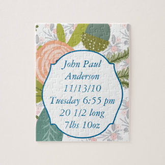 Baby Boy or Girl Gender Neutral Baby Stats Jigsaw Puzzle