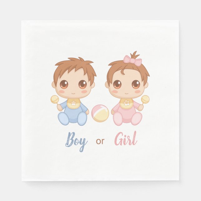 Baby Boy or Girl Gender Reveal Party Napkins (Front)