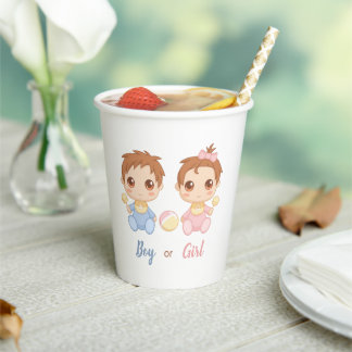 Baby Boy or Girl Gender Reveal Party Paper Cups