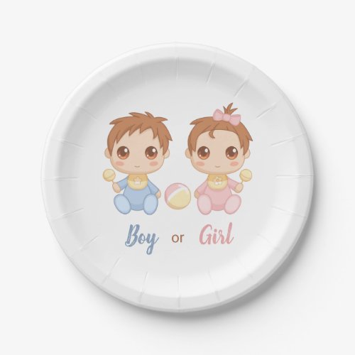 Baby Boy or Girl Gender Reveal Party Paper Plates
