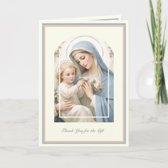 Baby  Boy or Girl Religious Catholic Thank You Card (Front)