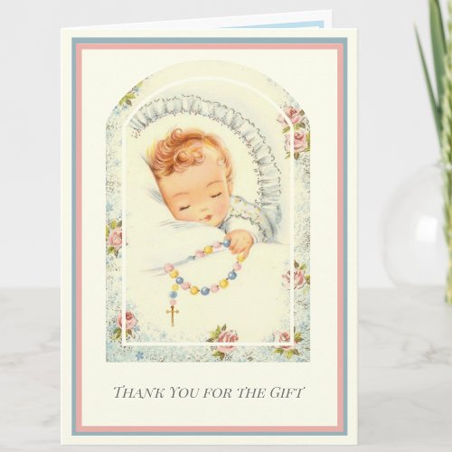 Baby  Boy or Girl Religious Catholic Thank You Card