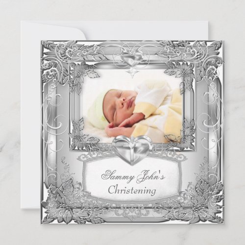 Baby Boy or Girl Silver Christening Baptism Cross Announcement