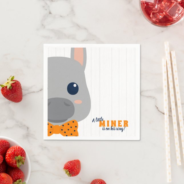 Baby Boy Orange Donkey Baby Shower Napkins (Insitu)