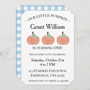 Baby Boy Our Little Pumpkin First Birthday Invitation