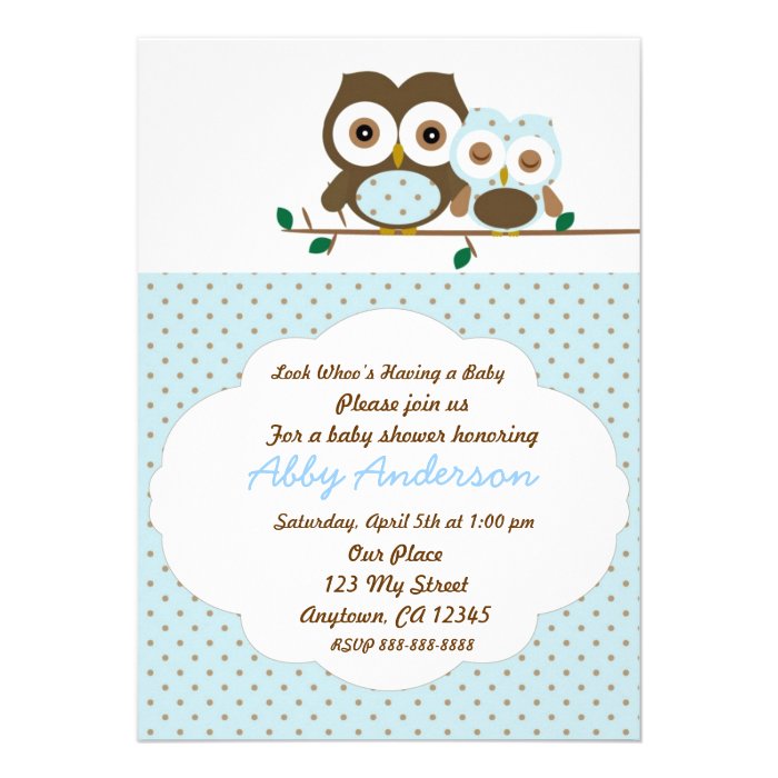 Baby boy owl baby shower invitation