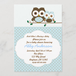 Baby boy owl baby shower invitation
