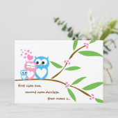 Baby Boy Owl Baby Shower Invitation (Standing Front)