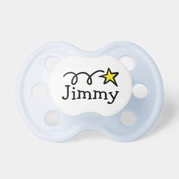 Baby Boy Pacifier | Shooting Star And Custom Name by logotees at Zazzle