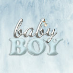 Baby Boy Pacifier Typography Table or Cake Topper Cutout<br><div class="desc">Cute,  baby boy typography with faux metallic,  script "baby" and faux,  baby blue,  felt "boy" with a blue pacifier dangling down off of baby lettering.  Makes an adorable table top display sculpture or cake topper for a baby shower.  Or cute baby boy's nursery display.</div>