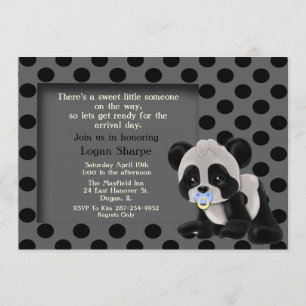 Baby Boy Panda Bear Baby Shower Invitation