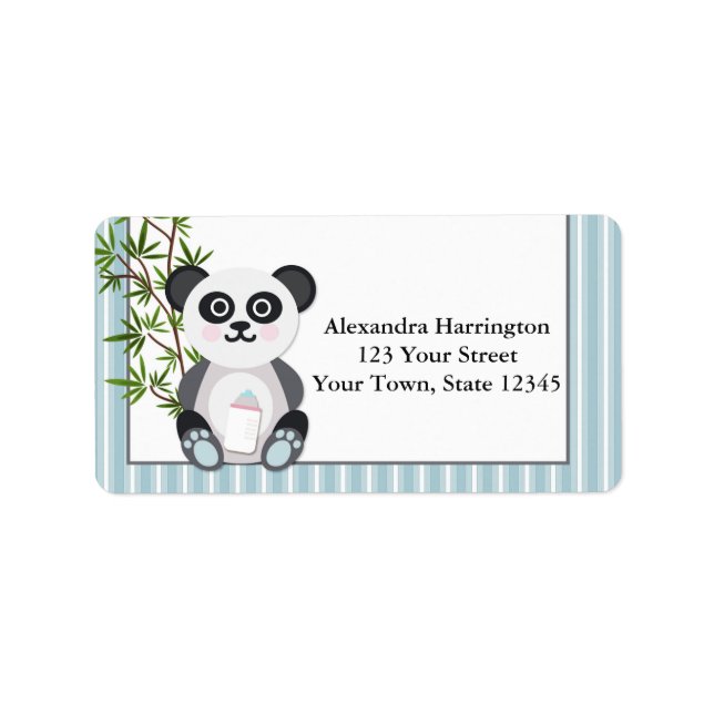 Baby Boy Panda, Stripes Label (Front)