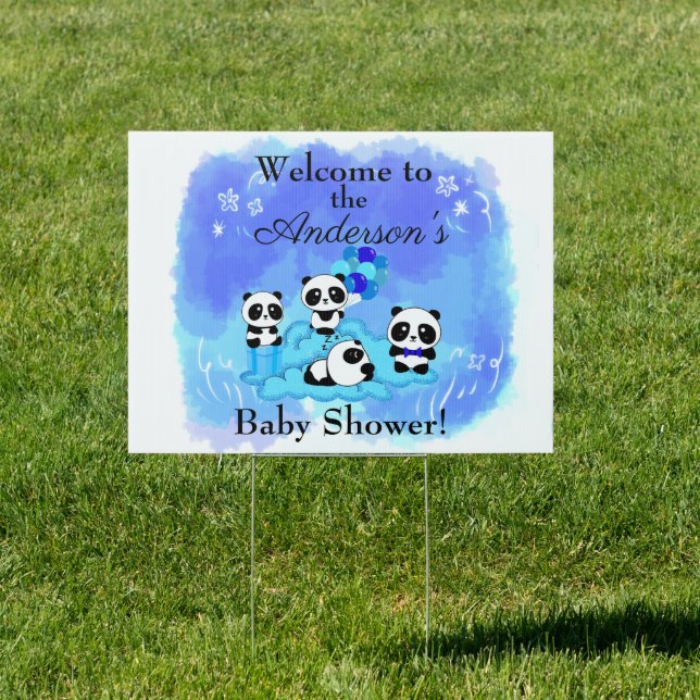 Baby Boy Pandas Baby Shower Sign (Insitu)