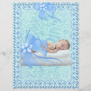 Baby Boy Paper with Lace and Pearls Scrapbooking