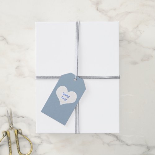 Baby Boy Pastel Blue and White Heart Gift Tags