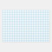 Baby Boy Pastel Blue Gingham Plaid Multi Wrapping Paper Sheets (Front)