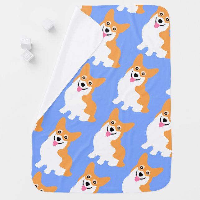 Baby Boy Pembroke Welsh Corgi Blue Blanket (In Situ)