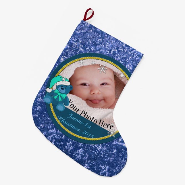 Baby Boy Personalized Large Christmas Stocking (Front (Hanging))