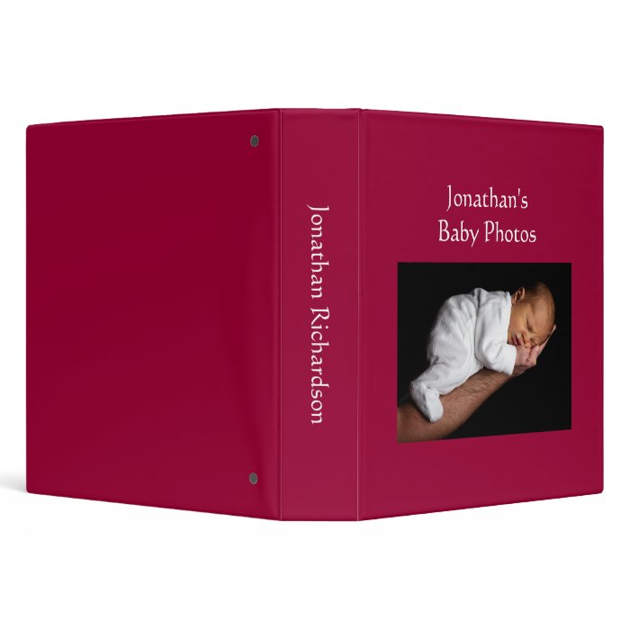 Baby Boy photo album dark red custom photo binder