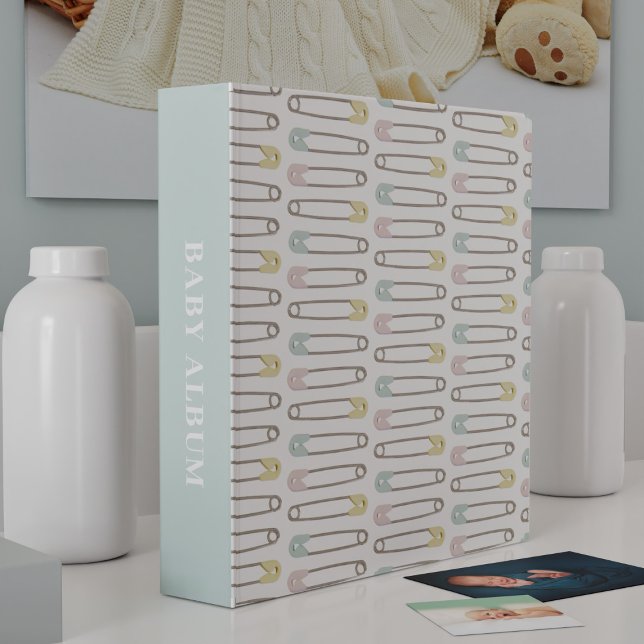 Baby Boy Photo Album Diaper Pin Nursery Binder (Add your baby's name to this Baby Boy Photo Album Diaper Pin Nursery Binder)