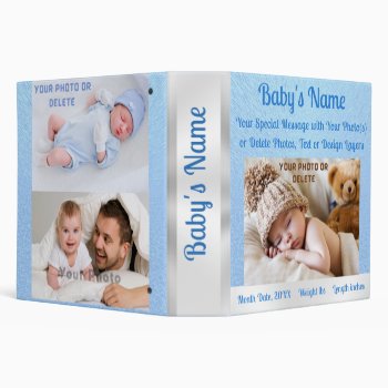 Baby Boy Photo Album Personalized  Name  Pictures  3 Ring Binder by LittleLindaPinda at Zazzle