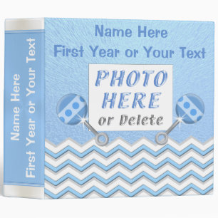 Baby Boy Photo Album with YOUR PHOTO and TEXT Binder