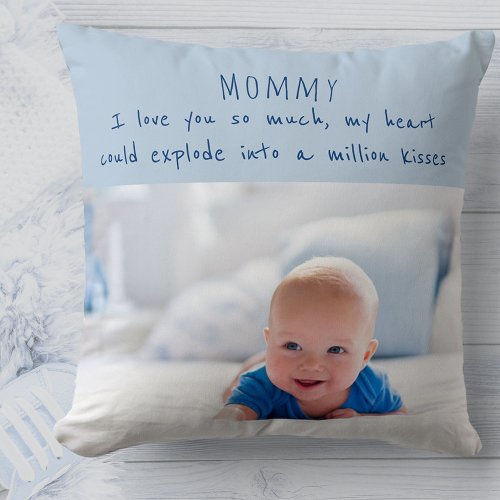 Baby Boy Photo and Adorable Message to Mom Throw Pillow