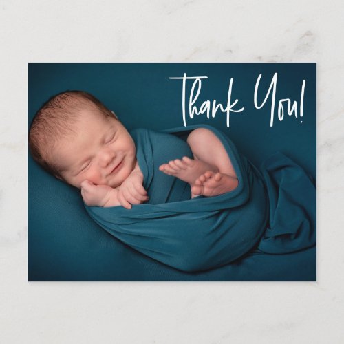 Baby Boy Photo baby shower thank you Handlettering Postcard