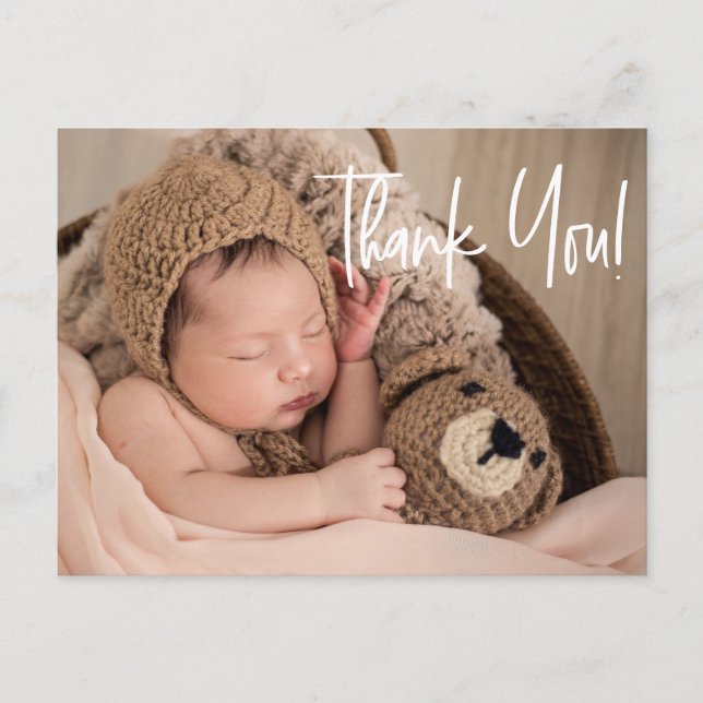 Baby Boy Photo baby shower thank you Script Postcard (Front)