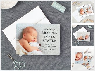Baby Boy Photo Birth Announcement Cards