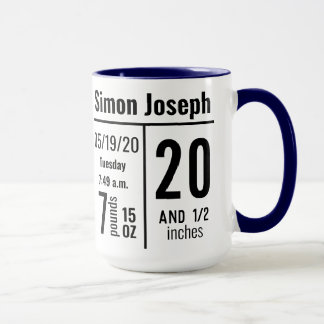 Baby Boy Photo Birth Record Stat Simple Modern Mug